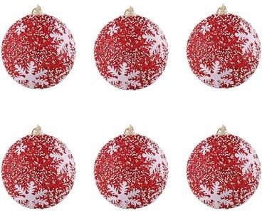 Retailers Go Christmas Ball Ornaments 6pcs 8cm, Red White Hanging Tree Decorations, Holiday New Year Navidad Home Decor 6pcs 16 8cm