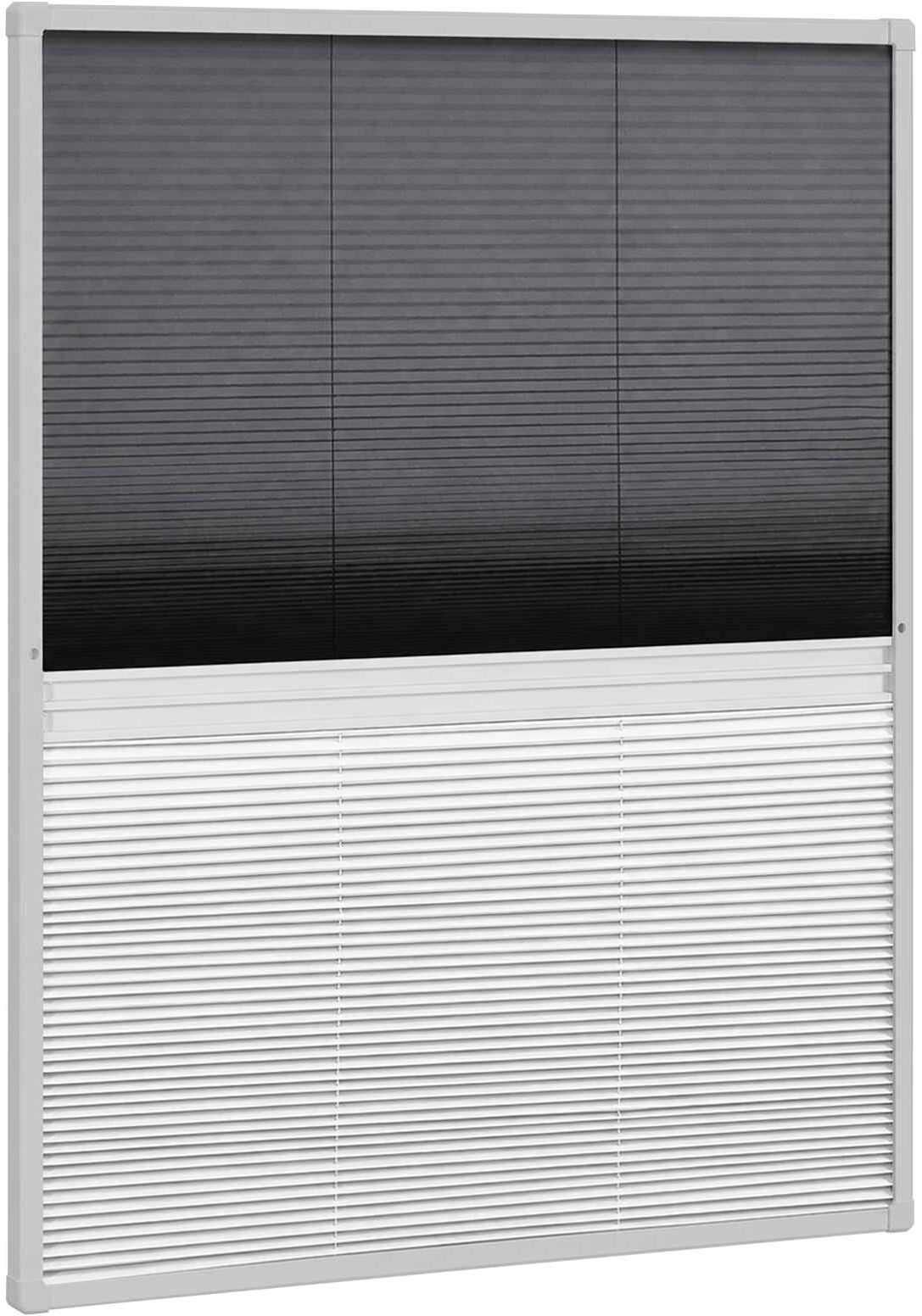 vidaXL Mosquitera plisada para ventanas aluminio 80x100cm com sombrilla Negro