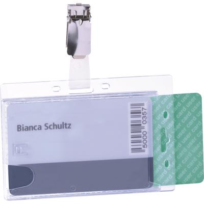Durable Namensschild Doppelbox mit Clip 54x85mm transparent VE=6x25 Stück
