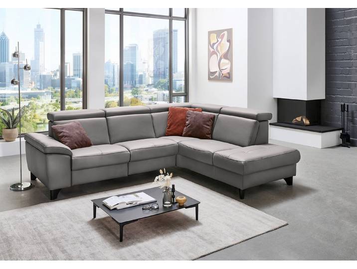 Die PlanBar Ecksofa PN-EM23166 L-Form, optional mit Kopfteilverstellung und Stauraum