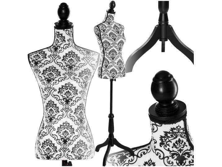 Mannequin de couture - motif floral noir/blanc
