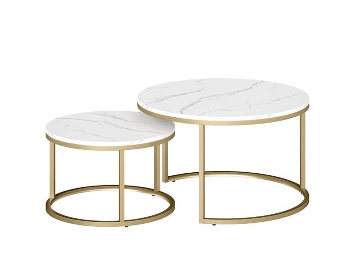 Tables basses gigognes empilables pieds métal blanc