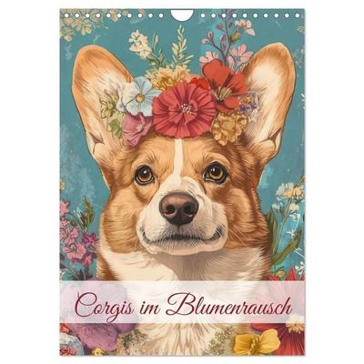 Corgis im Blumenrausch (Wandkalender 2027 DIN A4 hoch), CALVENDO Monatskalender