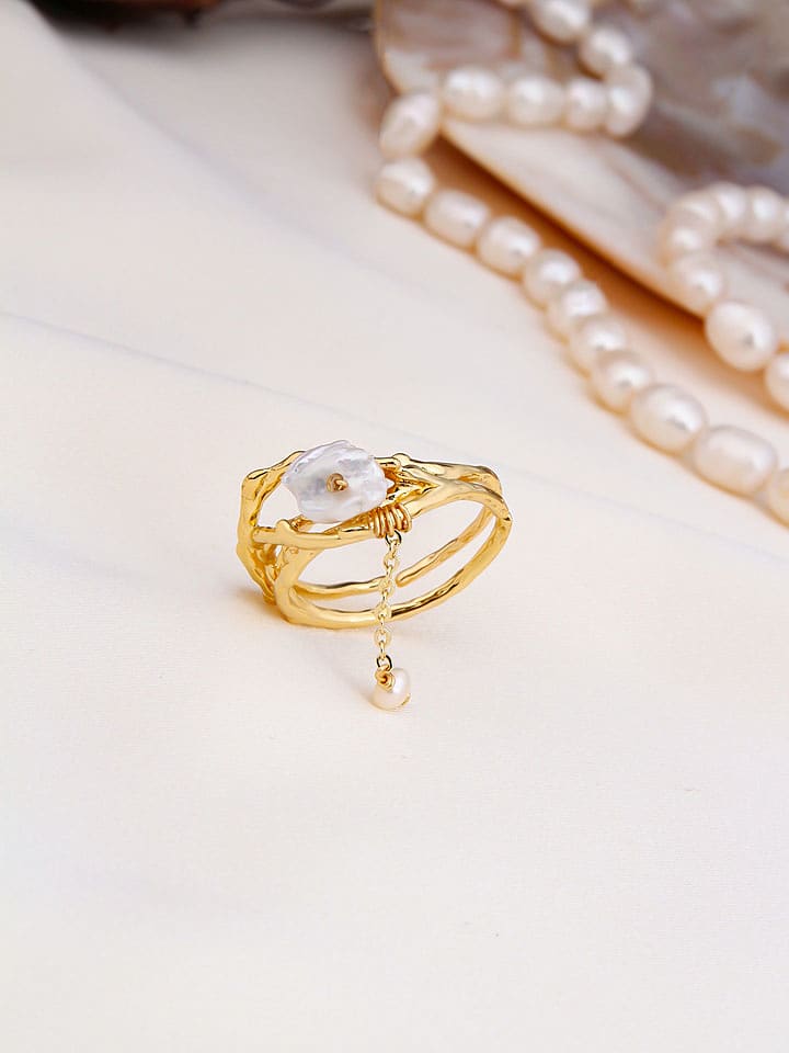 Pierres delicates Vergold. Ring mit Perlen - onesize