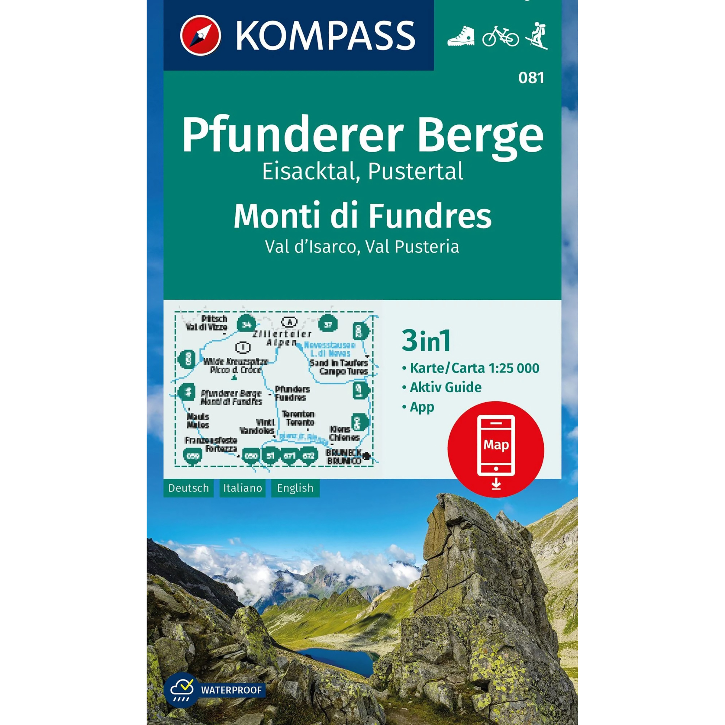 Kompass Verlag WK 081 Pfunderer Berge Topografische Karten 2. Aufl. 2024