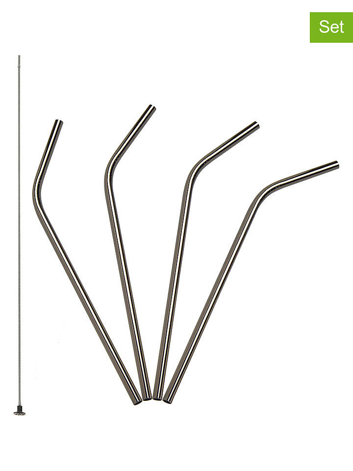 Lurch 4er-Set: Trinkhalme in Silber - (H)21,5 cm - onesize