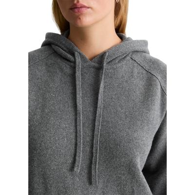 Kapuzenpullover MARC O'POLO DENIM "relaxed aus weichem Wolle-Mix", Damen, Gr. XS, schwarz shadow melange, Strick, Obermaterial: 50% Baumwolle, 50% Schurwolle, relaxed fit normal, Rippbündchen, Pullover Kapuzenpullover