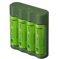 GP Batteries GP ReCyko Everyday Battery Charger, B441 (USB), incl. 4 x AA 2100 mAh Batteries (4 Stk., AA, Ladegerät inkl. Akku), Akku Ladegerät