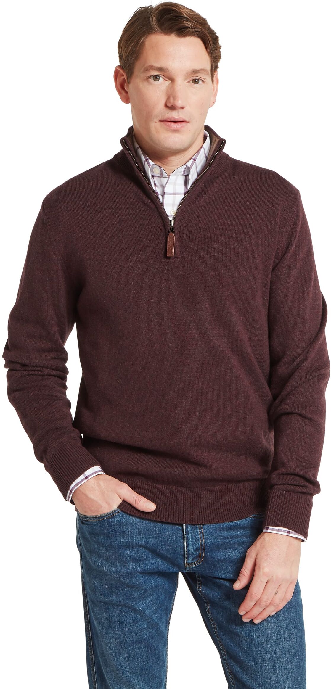 Schöffel Country Lewis Lambswool Quarter Zip Jumper - Red - Size M - Men