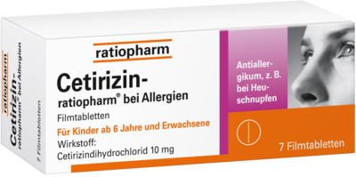 ratiopharm GmbH Cetirizin-ratiopharm bei allergischer Rhinitis / Nesselsucht 7 St 02158136