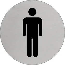 CombiCraft Aluminium Türschild 'Herren Piktogram' - Ø75mm mit 3M-Klebeband