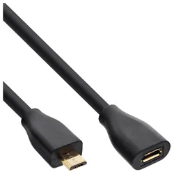 InLine Micro-USB Verl., USB 2.0 Micro-B ST/BU, schwarz, vergoldete Kont., 2m