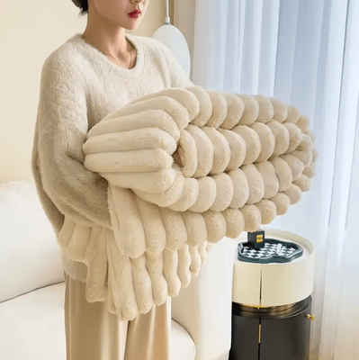 Inspire Curations Faux Rabbit Fur Plush Nap Blanket milky White 70 100cm