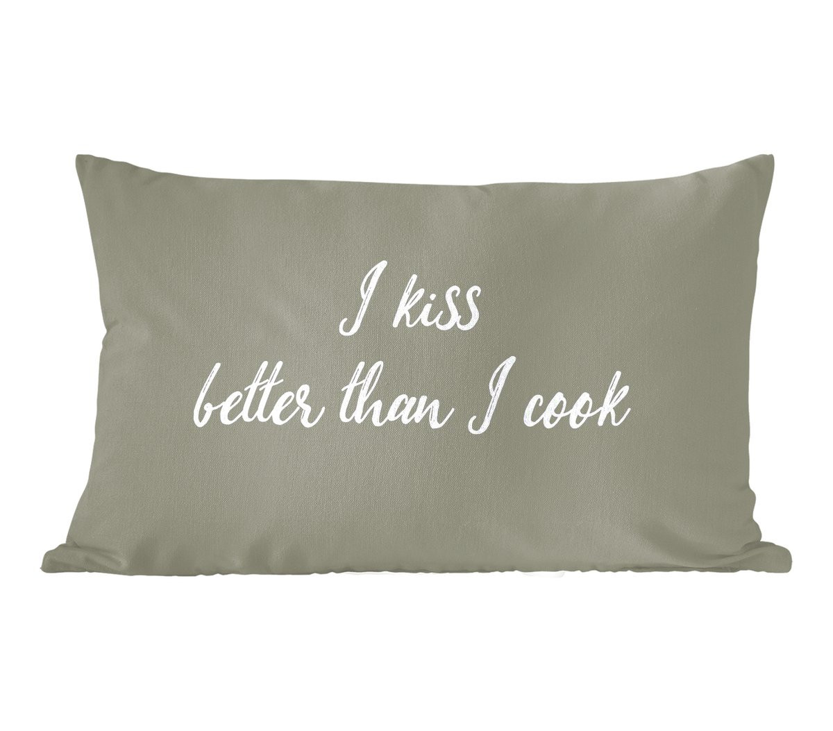Sierkussen met quote I kiss better than I cook - 60 x 40 cm