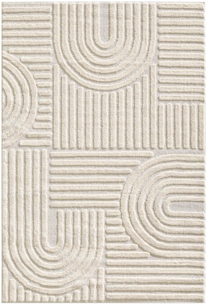 Japandi Vloerkleed Scandinavisch Geometrisch Crème Polypropyleen