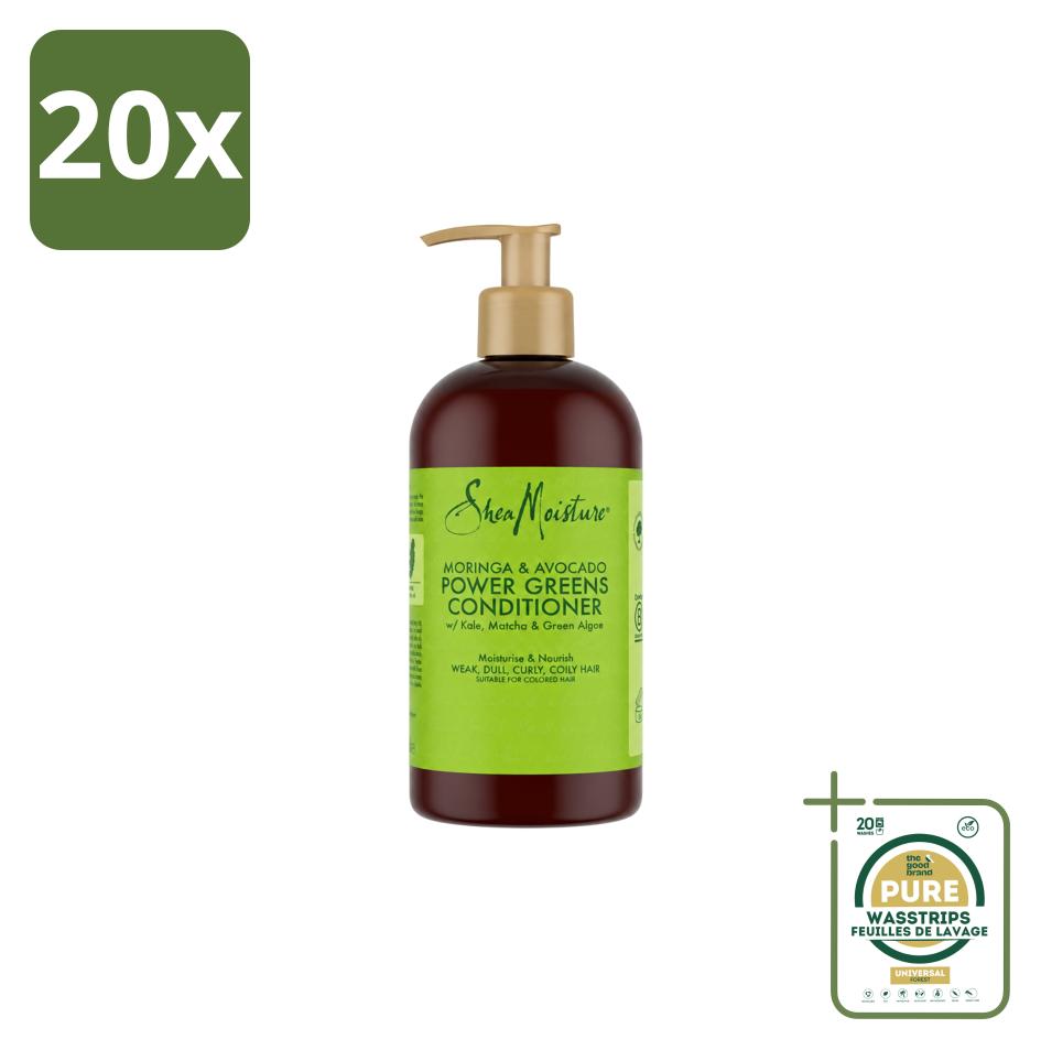 20 x Shea Moisture Moringa & Avocado Power Greens Conditioner - 384 ml - Vorratspackung - 20 Stücke