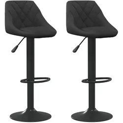 Décoshop26 - Set aus 2 Barhockern Hochstühlen in schwarzem Samt mit Rautensteppung und schwarzem Stahl DEC029831 DEC029831