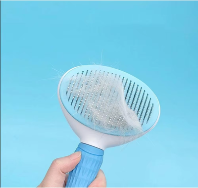 DynamicDeals Premium Stainless Steel Pet Grooming Brush Dog & Cat Grooming Comb For Long Hair, Detangling & Shedding Control white