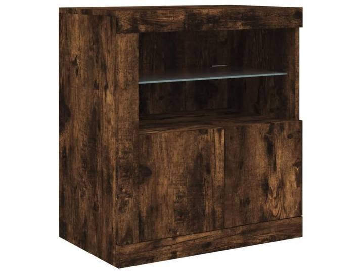 BEL-ACHAT* Bahut Meuble Enfilade - Buffet - Bahut Meuble Enfilade - Fonction d'affichage - Lumières LED RVB - chêne fumé 60 5x37x67
