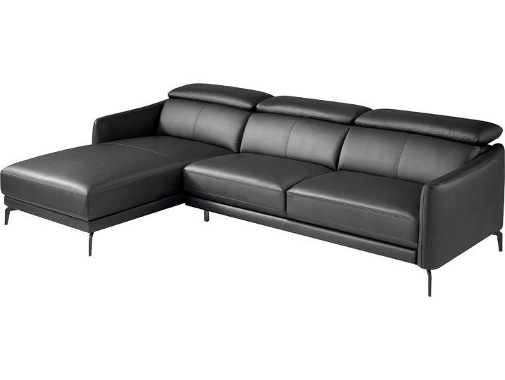 Angel Cerdá Linkes Chaiselongue-Sofa aus schwarzem Leder 6040