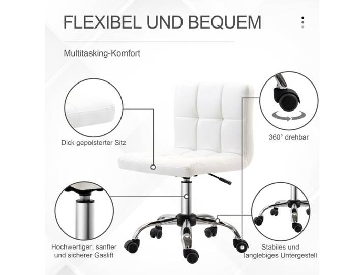 Feuille épaissie Chaise de bureau chaise de bureau ergonomique sans appuie-bras chaise tournante réglable en hauteur chaise d'o