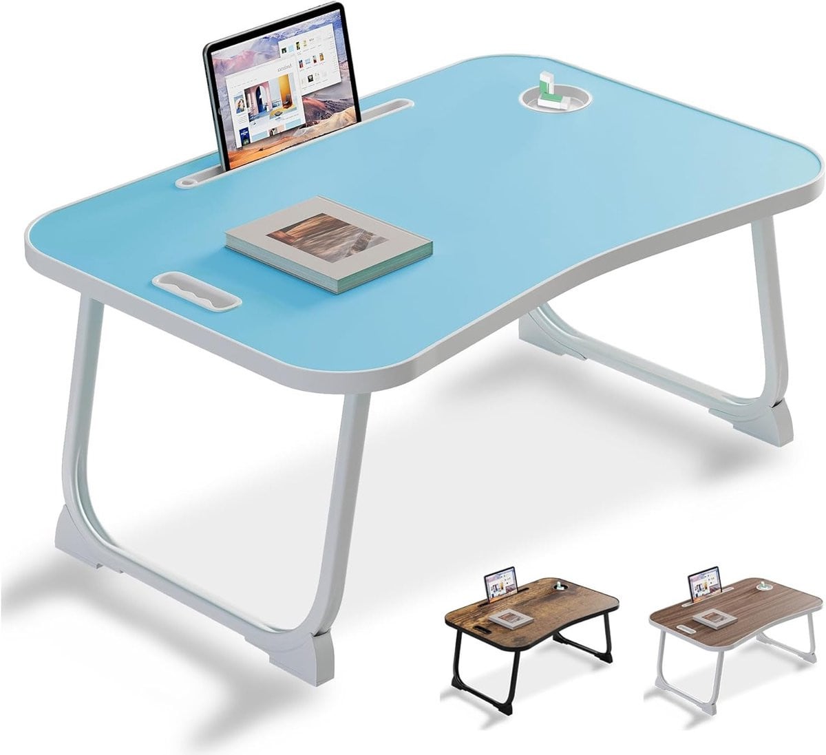 Multifunctionele Laptop Bedtafel voor Lezen, Schrijven en Ontbijt in Blauw