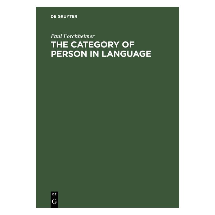 De Gruyter Forchheimer:The Category of Person in L (Englisch, Hardcover, Paul Forchheimer) (67774117)