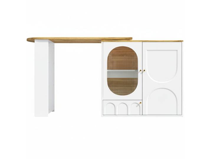 Console blanche et bois avec rangements et design moderne