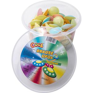 Cool Brausebonbons Brause Ufos im Eimer, 100 Stück, Esspapier gefüllt mit Brausepulver, 127 g