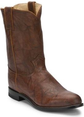 "Justin Boots Jackson 10"" Roper Toe - Mens 10 Brown Boot E3"