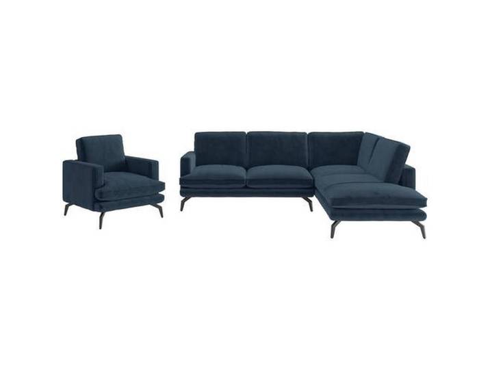 Livetastic Sitzgarnitur Bali, Dunkelblau, Metall, Füllung: Daunen, Silikon, 250x202 cm, Made in EU, planbar, Rücken echt, individuell planbar, Wohnzimmer, Sofas & Couches, Sitzgarnituren