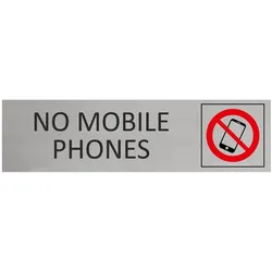 CombiCraft Aluminium Türschild No Mobile Phones 165x45mm mit 3M-Tape zur Befestigung, einfache Kennzeichnung von Räumen und Bereichen