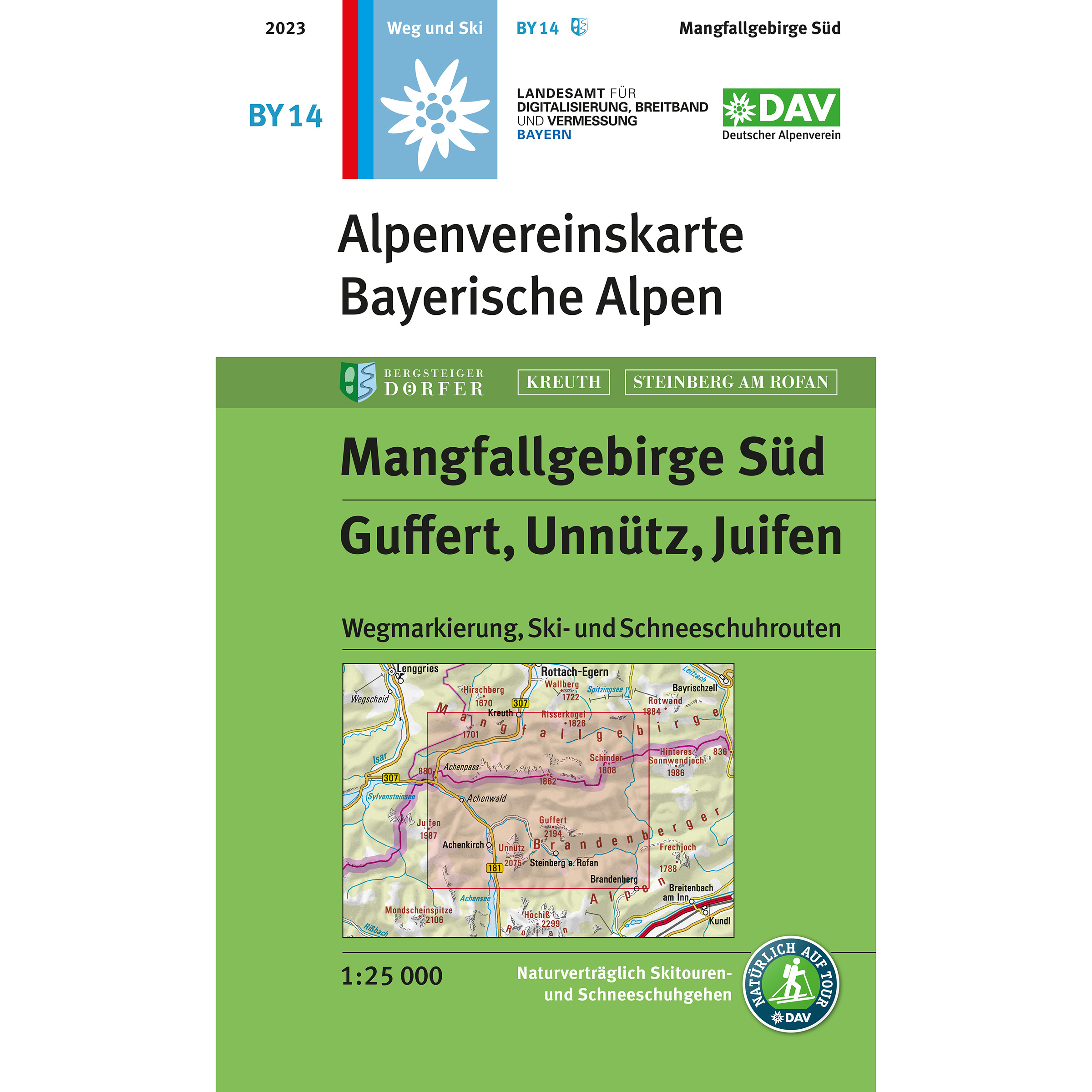 DAV AV-Karte BY 14 Mangfallgebirge Süd Topografische Karten 3. Aufl. 2023