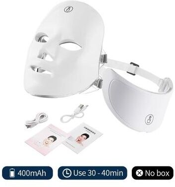 Uplift Essentials 7 Color LED Facial & Neck Light Therapy Mask Set 400mah Nobox