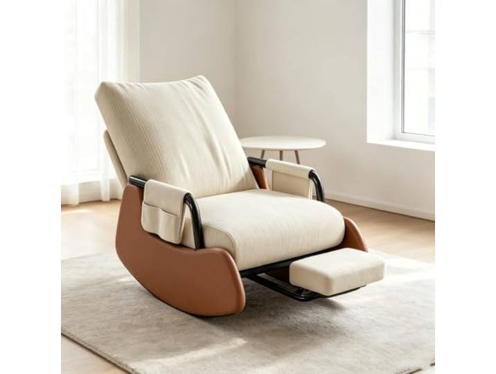 LCNDKF Ergonomischer Ruhesessel für Gemütliche Ruhemomente Sanfte Schaukelbewegung kombiniert mit integrierter Fußablage für ausgewogenen Sitzkomfort.