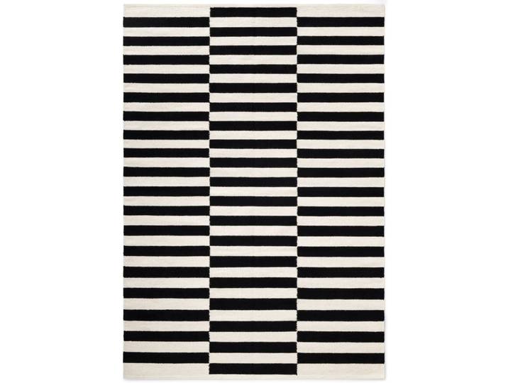 Tapis laine tissé à la main noir et crème 120x180cm