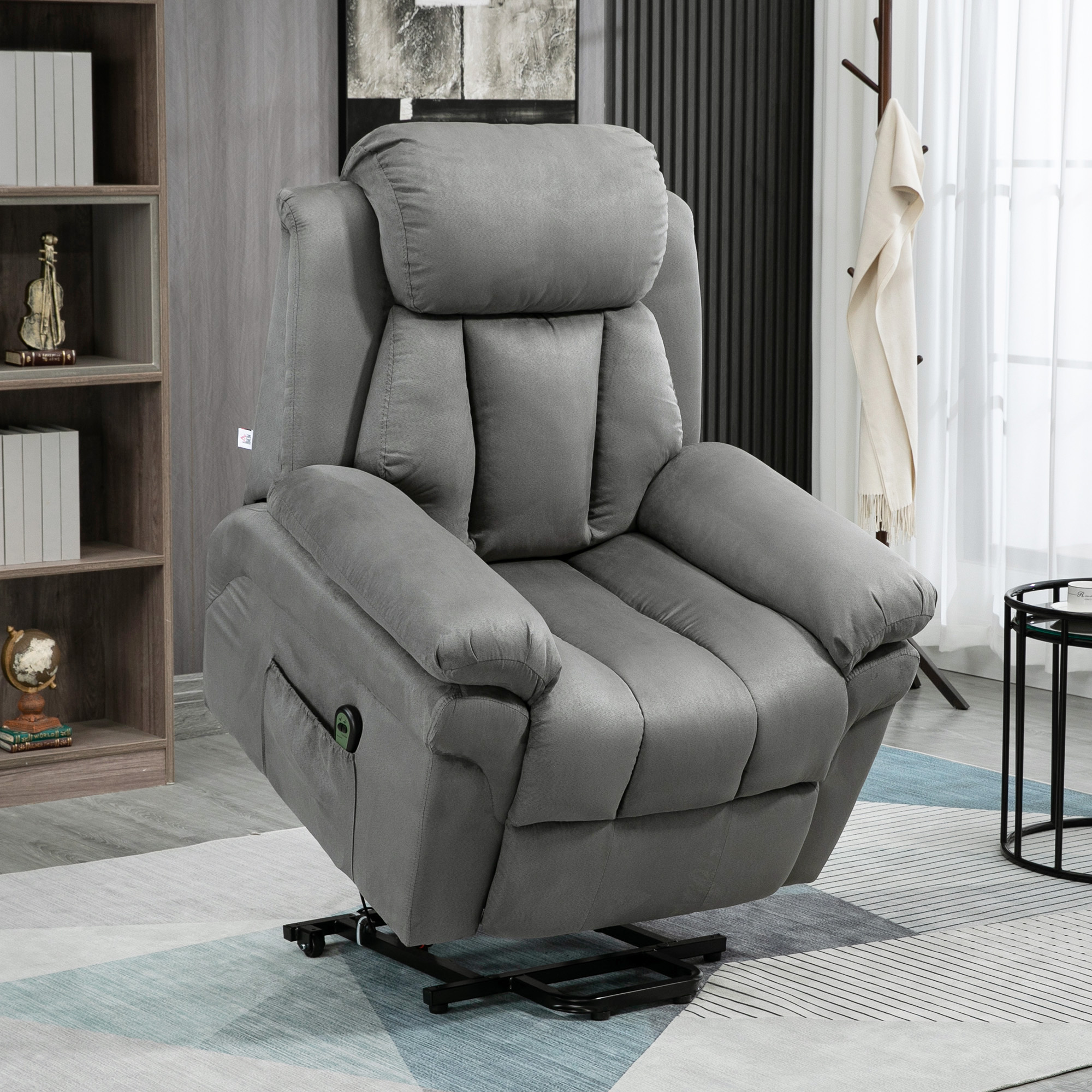 Homcom Poltrona Relax elettrica Poltrona releveur inclinabile con Poggiapiedi Regolabile grigio
