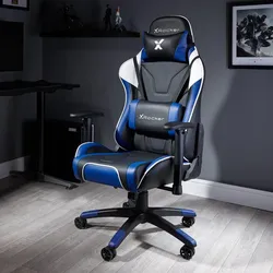 XROCKER Gaming Bürostuhl blau 3D-Armlehne/Komfortkissen/100kg
