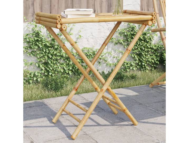 Table pliante en bambou 70,5x42,5x80 cm, table de camping pliable, table à thé d'extérieur pour pique-niques et camping