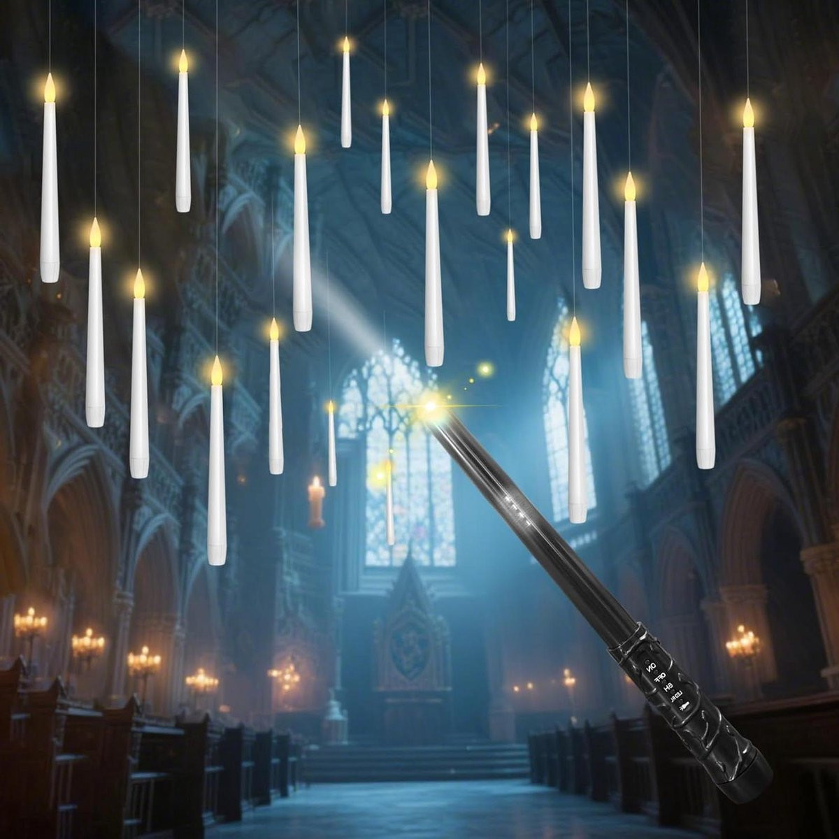 20 stuks Vlamloze Drijvende LED Taps - Wit - Magische Decoratie met Toverstaf