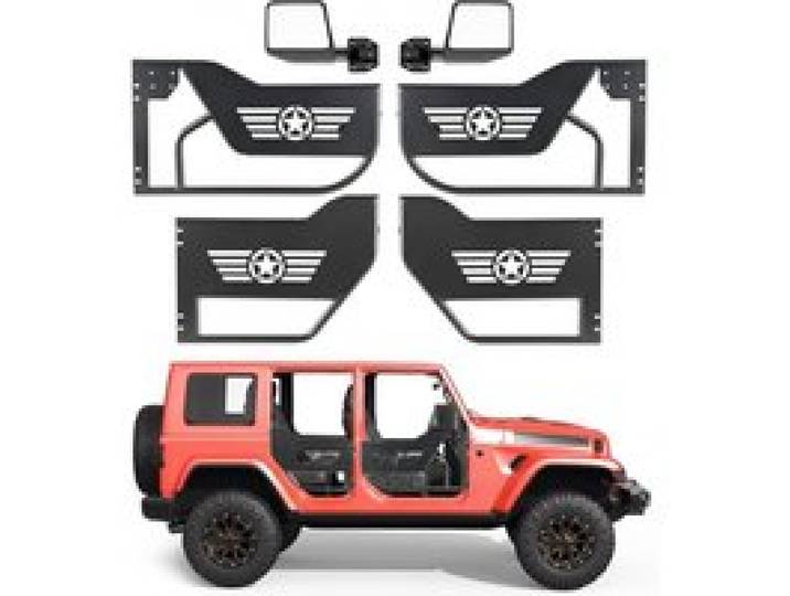 VEVOR Röhrentüren 4-türig, Kompatibel mit Jeep Wrangler JL JLU & Gladiator JT 4XE (2018–2026), Offroad-Rohrrahmentüren (Sternmuster) aus Stahl (Vorne & Hinten) mit DOT-zertifizierten Außenspiegeln