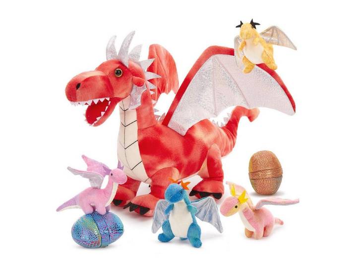 LuxusKollektion Kuscheltier Plüschtier Drache 55cm XXL Babybauch Rot Geschenk Jungen Bunt-rot (1-St)