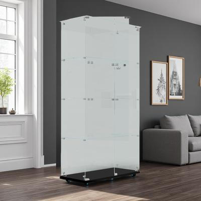 ZWYO HOSIMU "65""H Tempered Glass Display Cabinet Wine Cabinet with Bluetooth LED Strip Swivel Casters with Remote Control, Mobile App Control"