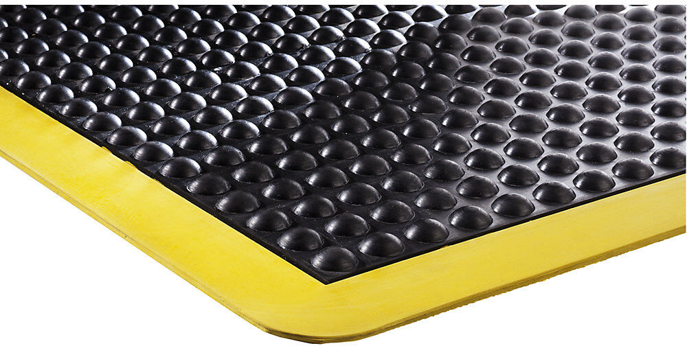 Anti-Ermüdungsmatte Bubblemat safety, LxBxH 900 x 600 x 14 mm, schwarz-gelb, Anfangs- / Endelement COBA