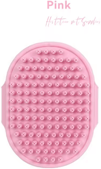 Inspire Picks Pet Grooming Bath Brush Rubber Bristle Shedding & Massage Comb For Cats & Dogs pink