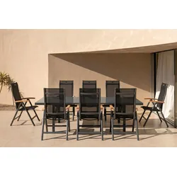 HARTMAN Alice Garten-Essgruppe, 8 Personen, ausziehbar, 180-240cm, Alu/Textilene, Klappstühle