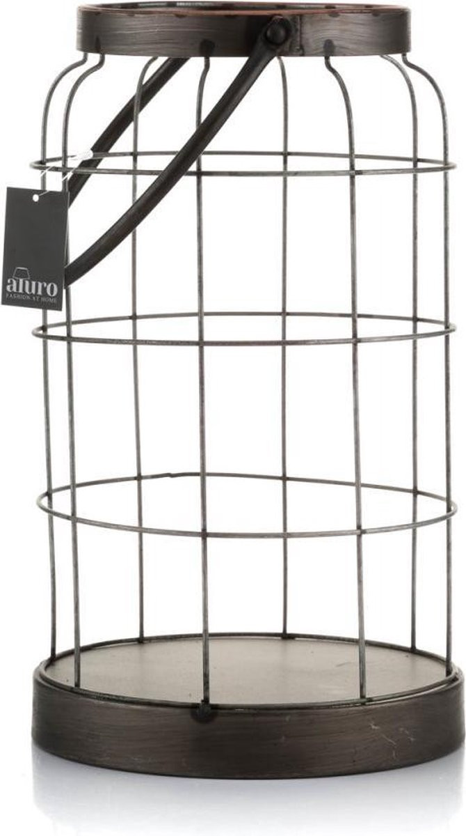 Mandee.nl VIGGO Aluro Metalen Lantaarn Decoratieve Vogelkooi Antiek Design Handgemaakt 35 cm