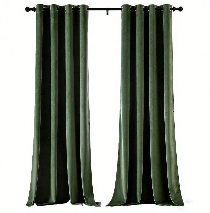 Fairmont Park Velvet Blackout Curtain Panel Pair Green 168cm W X 229cm H