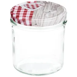25er Set Sturzglas 350 ml To 82 Deckel Holz-Herz rot incl. Diamant Gelierzauber Rezeptheft