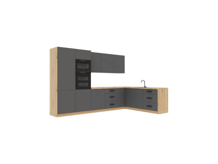 ROYAL24_MARKT Winkelküche K100-G330 - Nexa - mit System – durchdacht geplant, (Komplett Set), Premium - Modern - Exzellent.